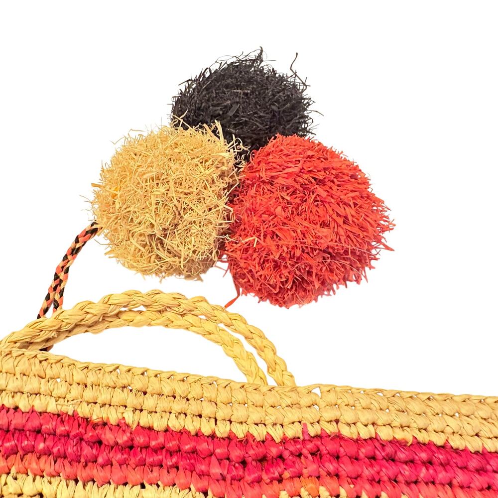 La Floraison Bags Red Orange/ Tan Boho Straw
Diagonal Crocheted
Summer Clutch - Picture 4 of 5